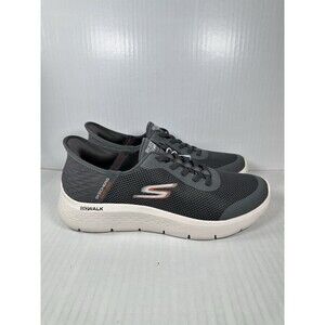 Size 10 Skechers Slip Ins Go Walk Flex Hands Up Shoes Gray White Mens 216324/GRY